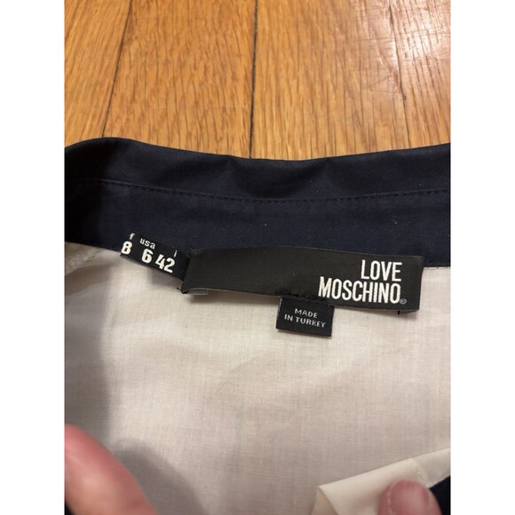 Love Moschino Cotton Button Up Shirt Blouse With Felt Girl Icon Insert Doll 6 - Picture 6 of 9